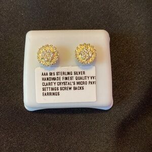 925 Sterling silver CZ earrings    Screw backs